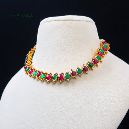 Reversible Palakka Necklace Set with 2 Pair of Earrings