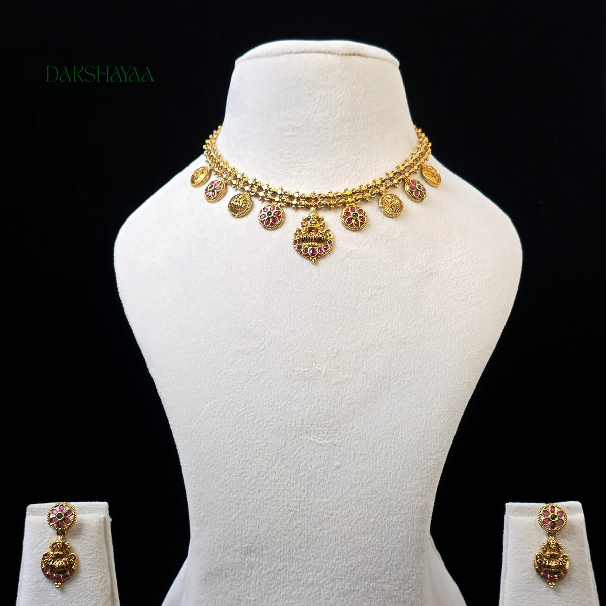 Lakshmi Floral Charm Necklace Set