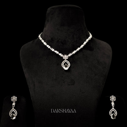 Diamond Finish Solitaire Drop Necklace Set