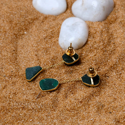 Natural Uncut Green Aventurine Earrings