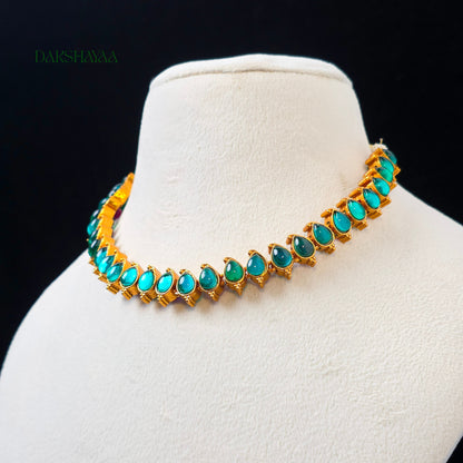Reversible Palakka Necklace Set with 2 Pair of Earrings