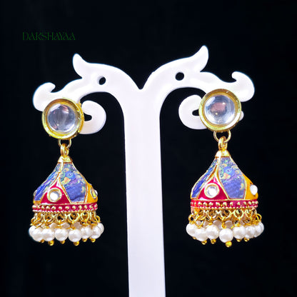 Multicolour Meenakari Jhumka Earrings
