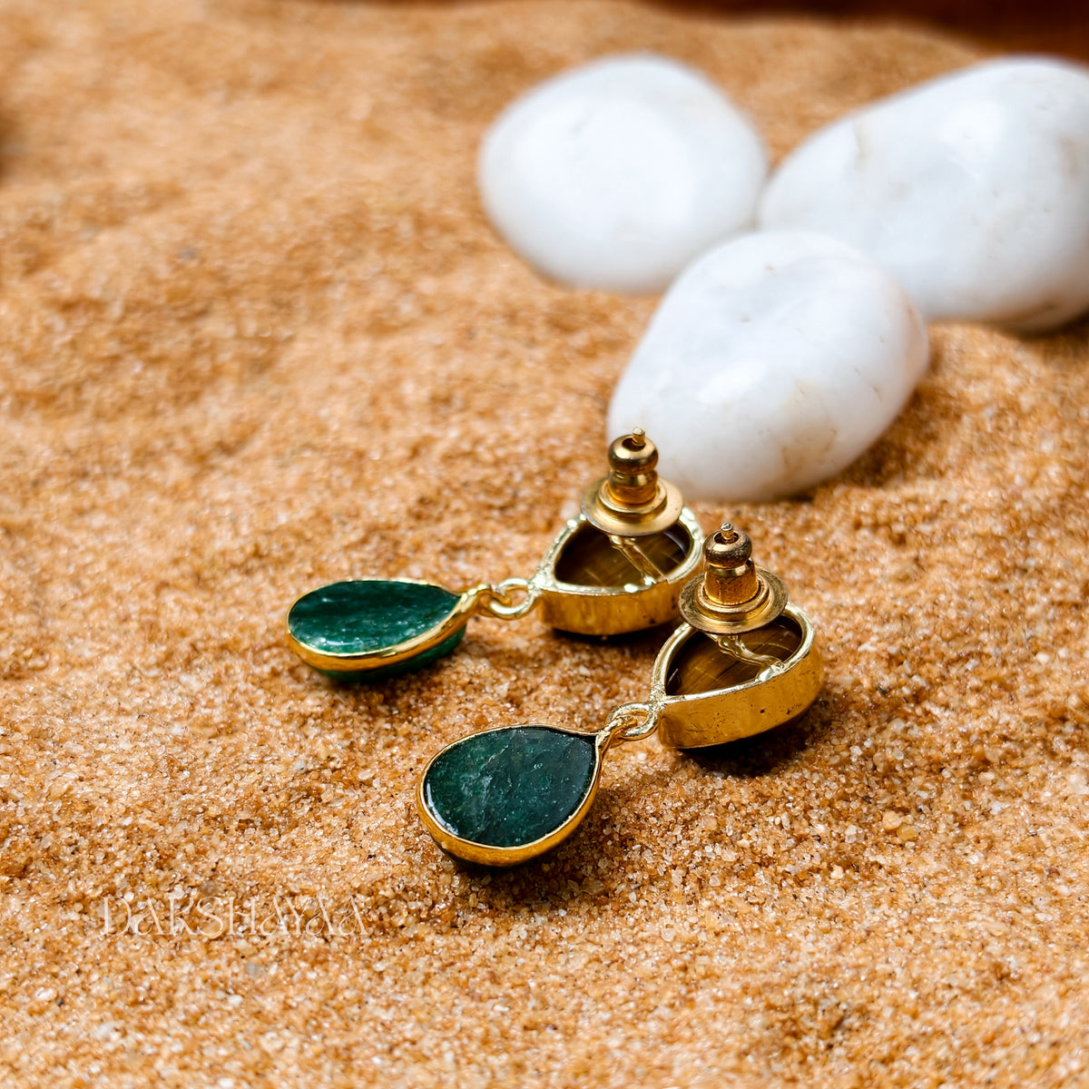 Tiger Eye & Green Aventurine Earrings