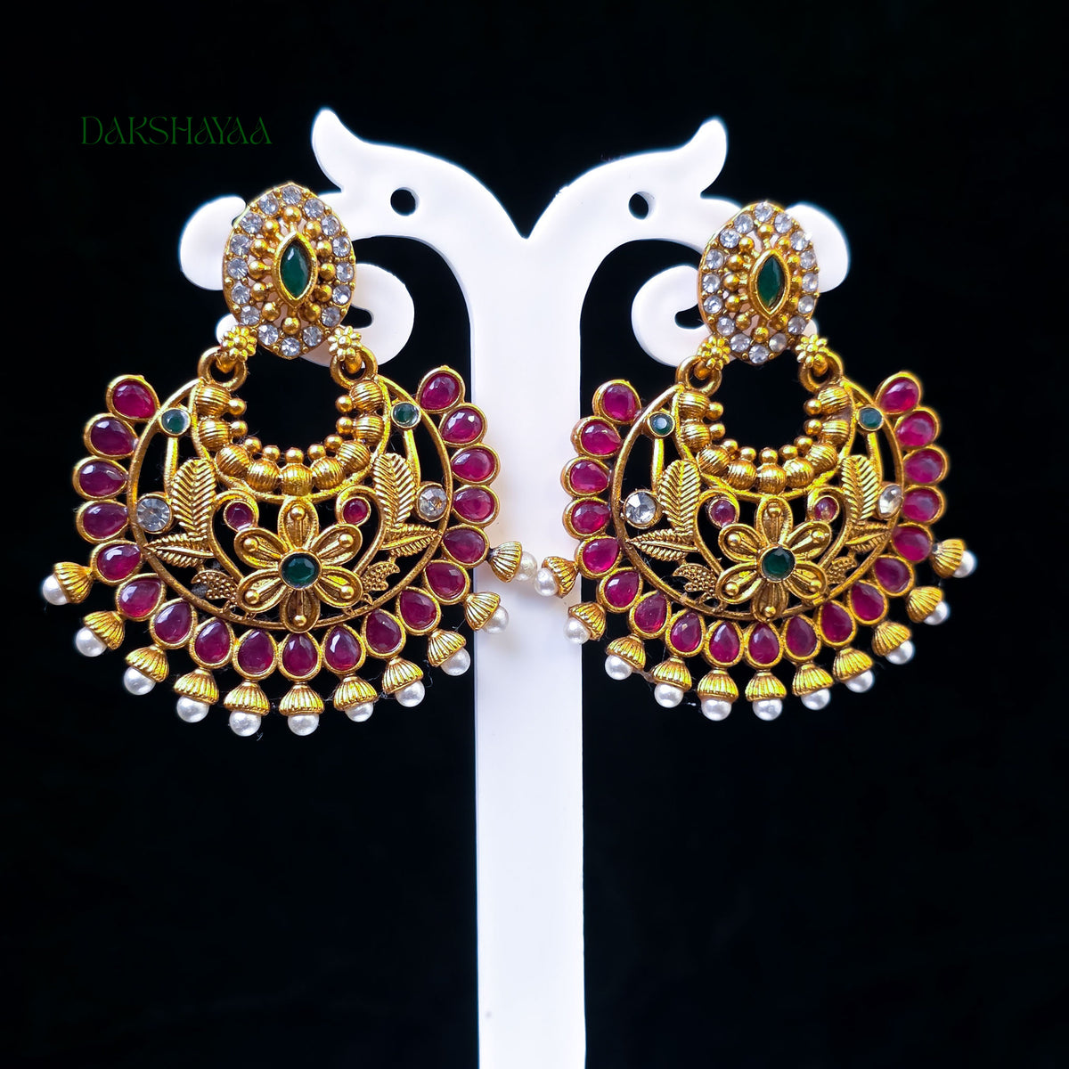 Antique Temple Chandbali Earrings