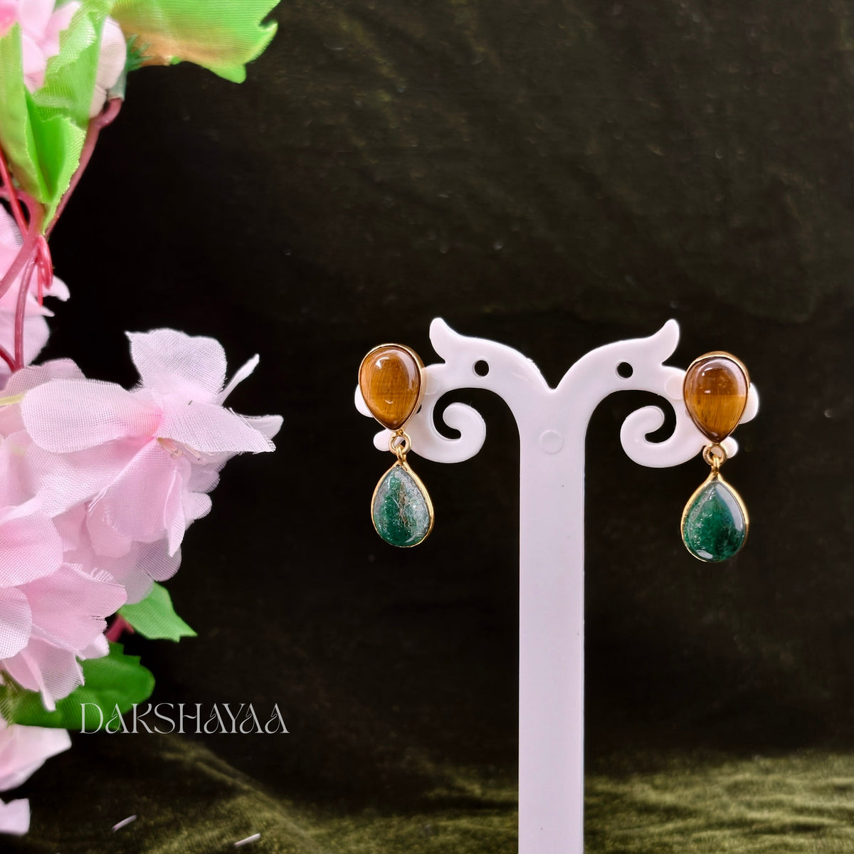 Tiger Eye & Green Aventurine Earrings