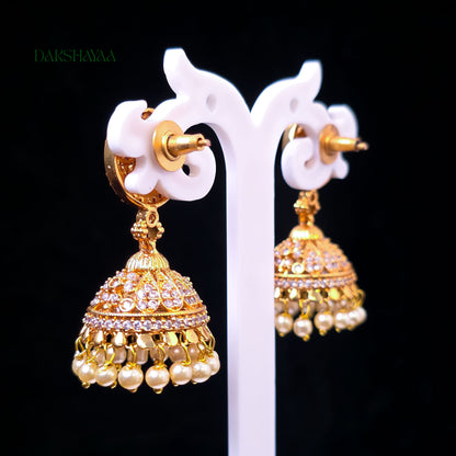 Kundan Ball Jhumka Earrings with Pearls