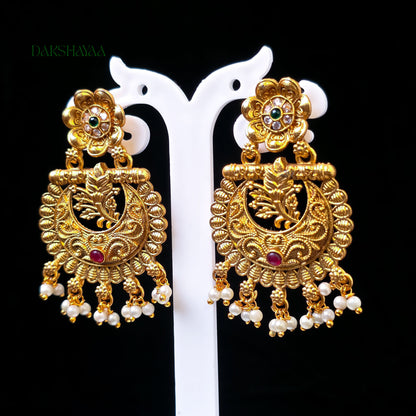 Floral Filigree Pearl Drop Earrings
