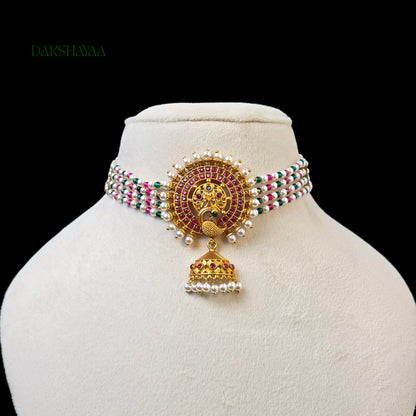 Pearl Layered Lakshmi Choker Set