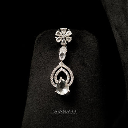 Diamond Finish Solitaire Drop Necklace Set