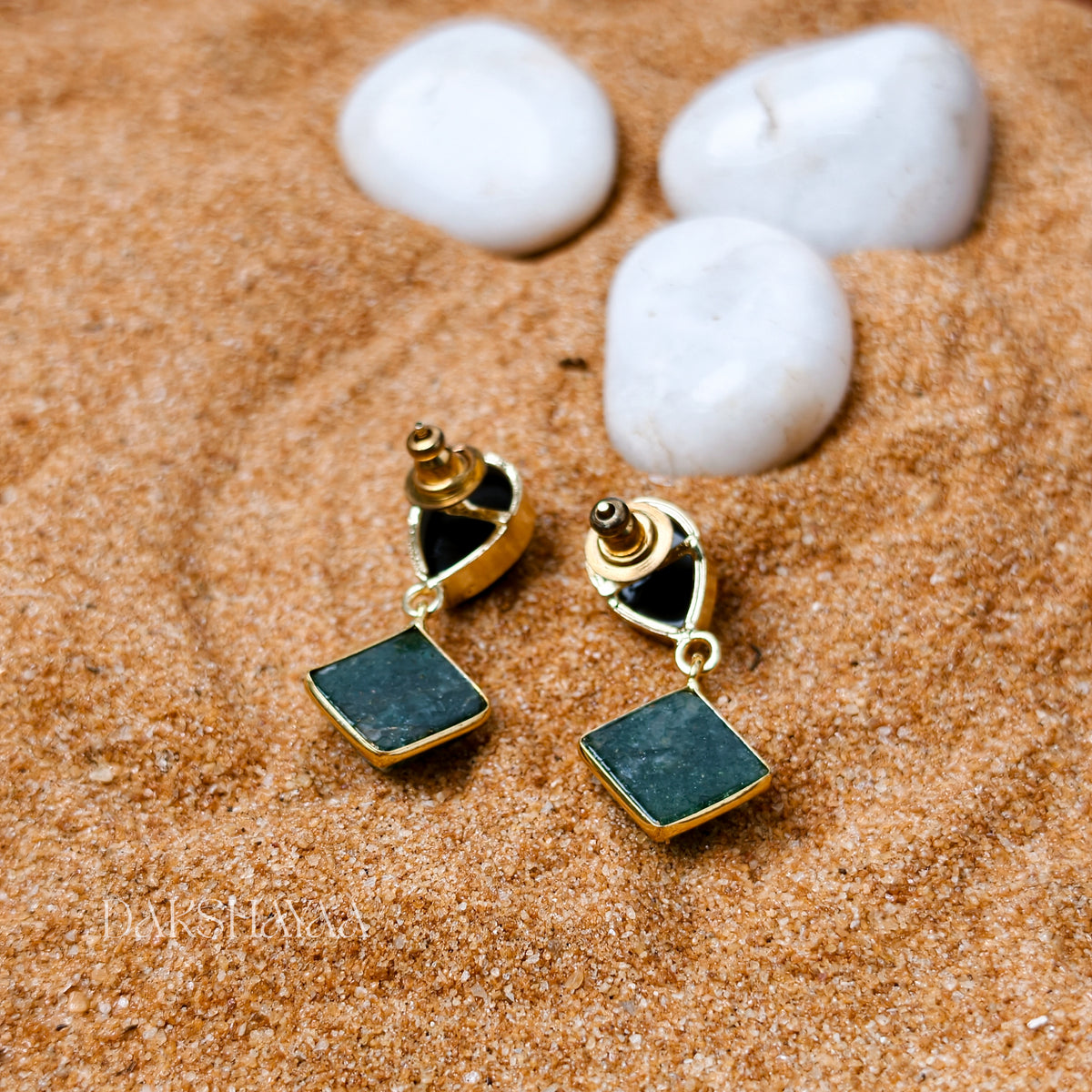Black Onyx & Green Aventurine Earrings