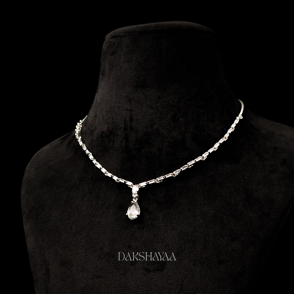 Solitaire Baguette Diamond Necklace Set