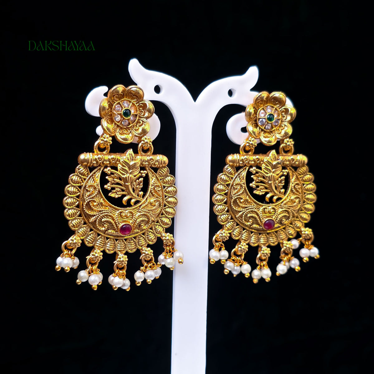 Floral Filigree Pearl Drop Earrings