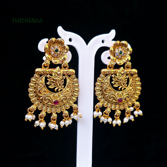 Floral Filigree Pearl Drop Earrings