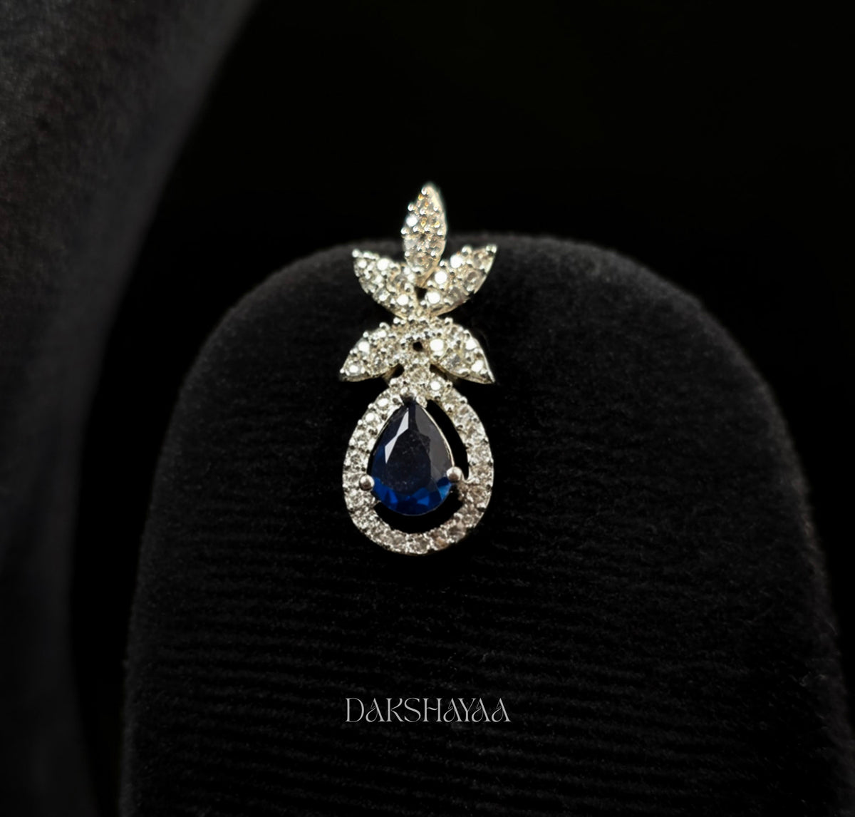 Royal Blue Cubic Zirconia Floral Necklace Set
