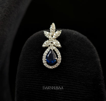 Royal Blue Cubic Zirconia Floral Necklace Set
