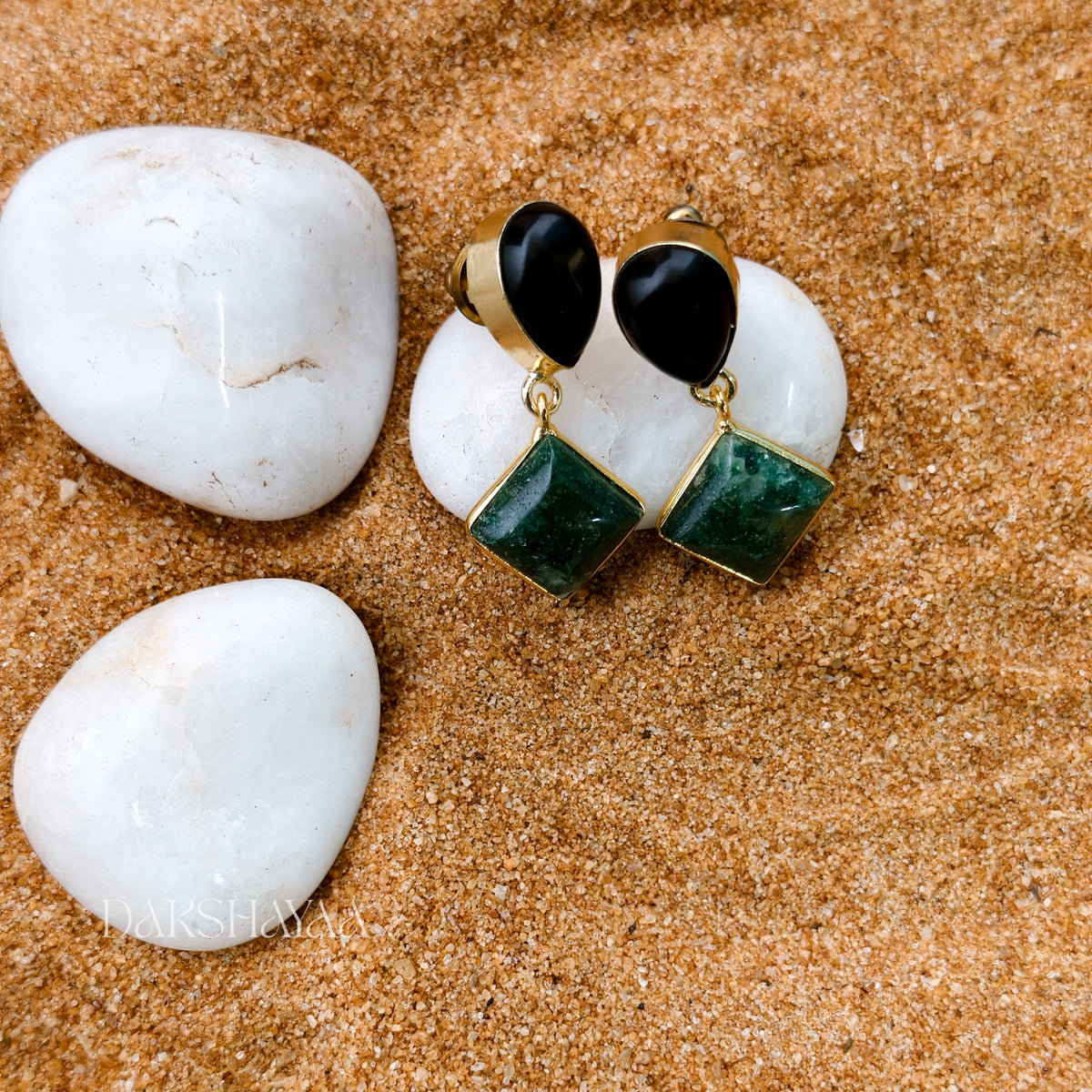 Black Onyx & Green Aventurine Earrings