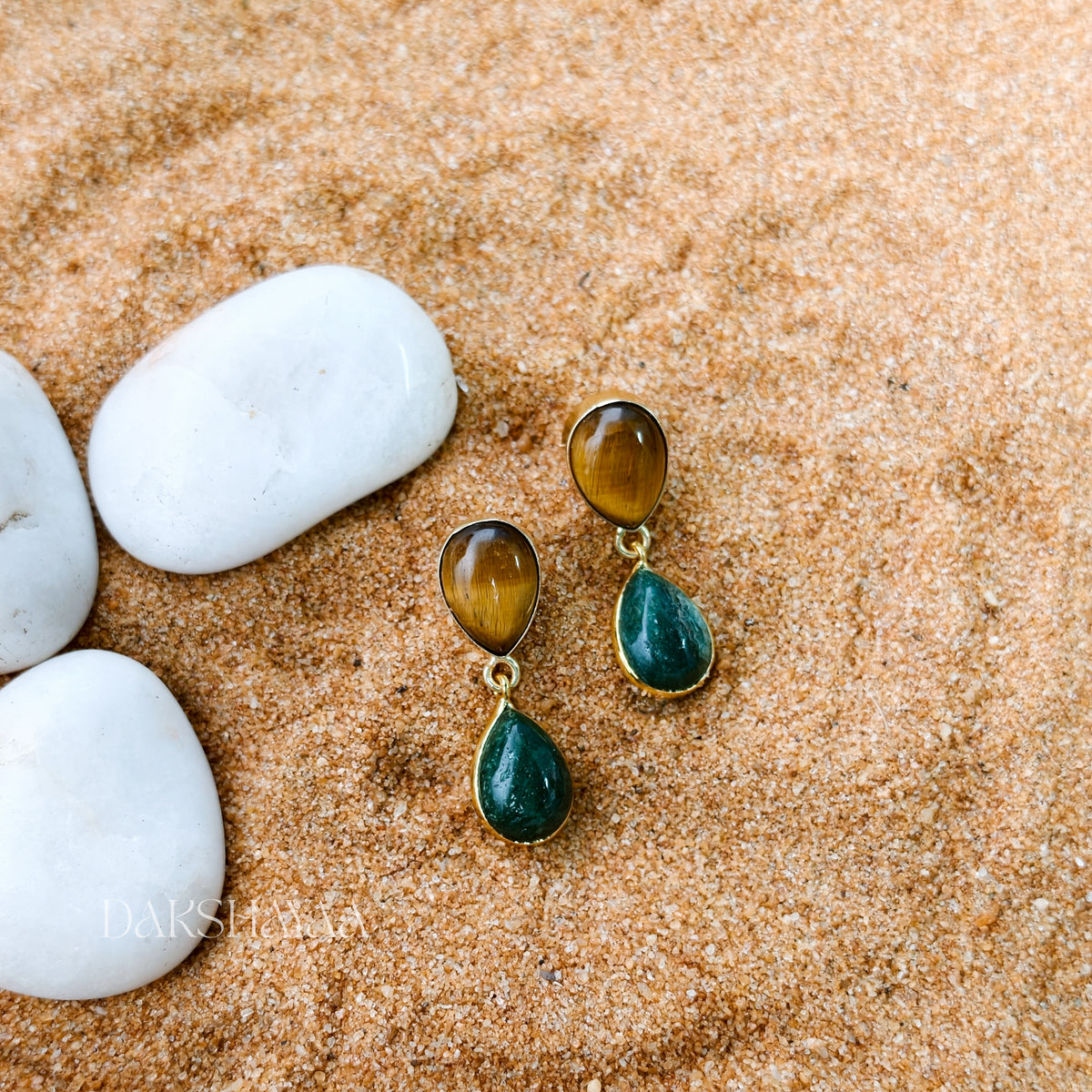 Tiger Eye & Green Aventurine Earrings