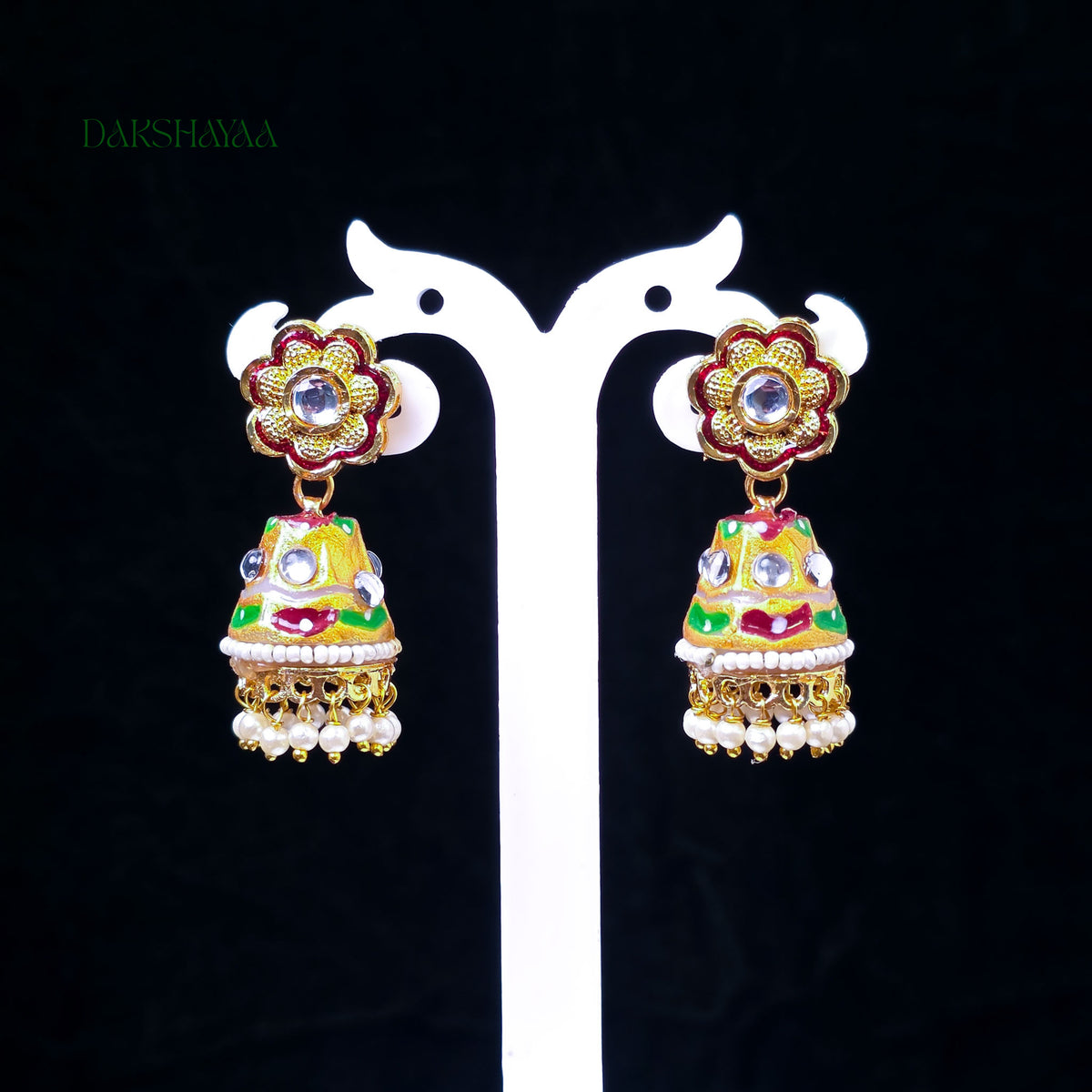 Multicolour Enamel Floral Jhumka Earrings