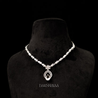Diamond Finish Solitaire Drop Necklace Set