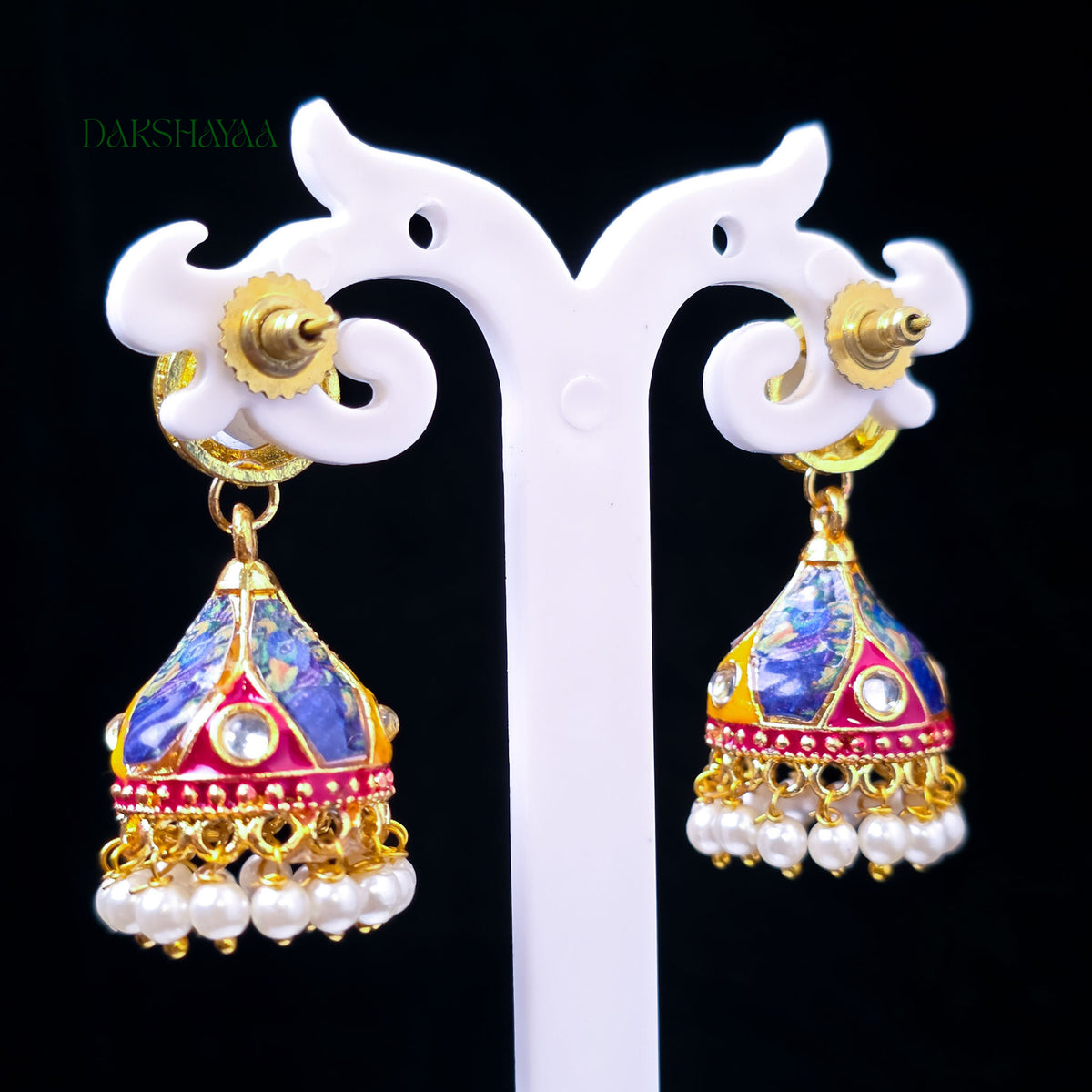 Multicolour Meenakari Jhumka Earrings