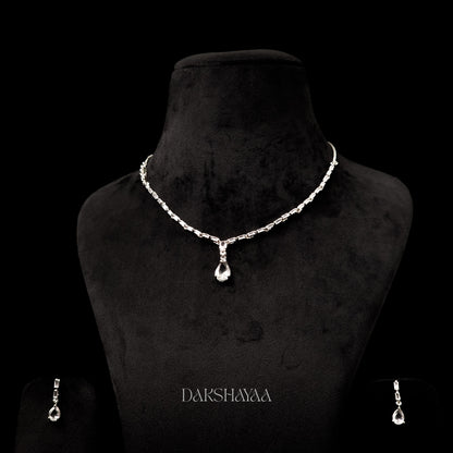 Solitaire Baguette Diamond Necklace Set