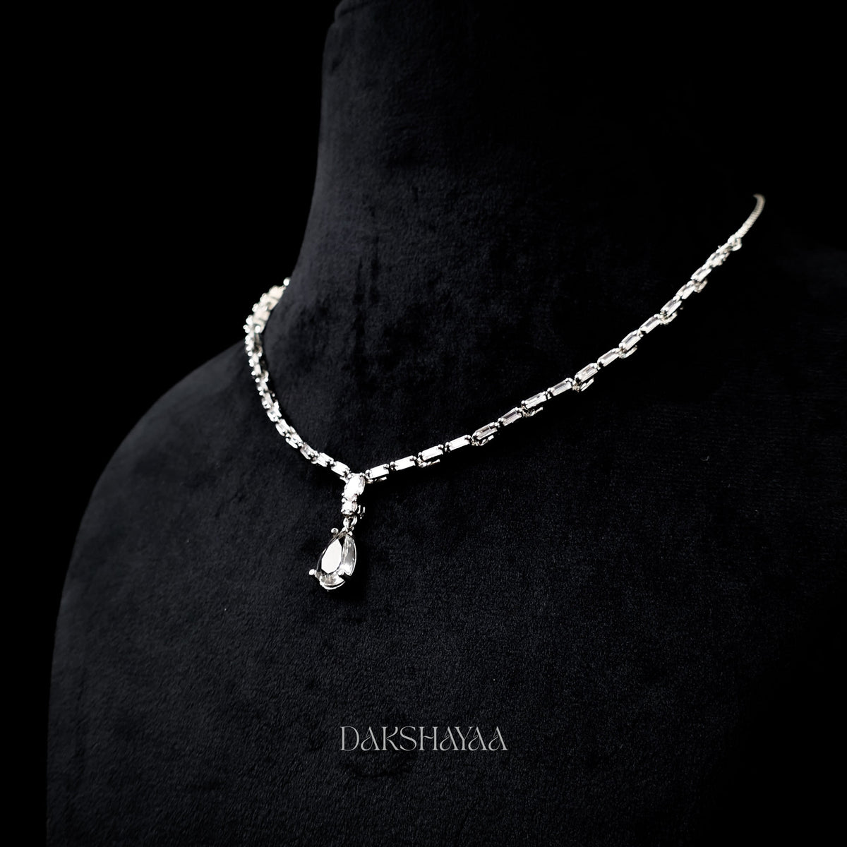 Solitaire Baguette Diamond Necklace Set
