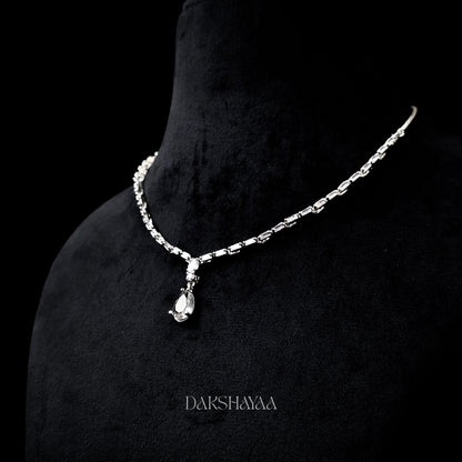 Solitaire Baguette Diamond Necklace Set