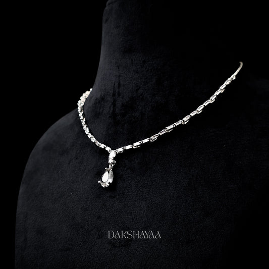 Solitaire Baguette Diamond Necklace Set