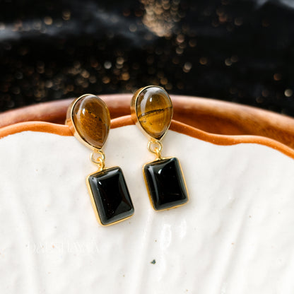 Tiger Eye & Black Onyx Earrings