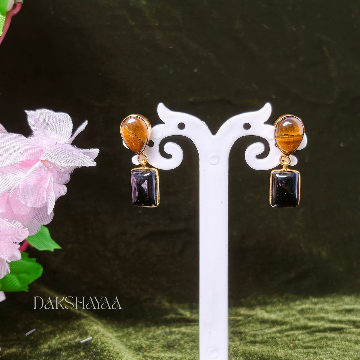 Tiger Eye & Black Onyx Earrings